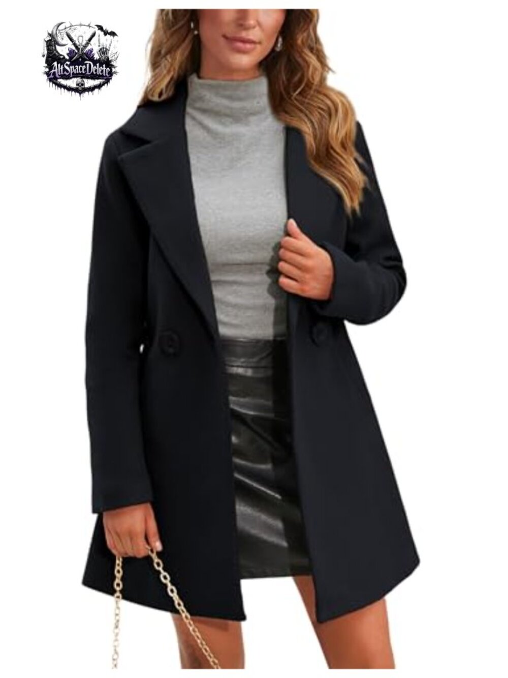 Wool Blend Pea Coat Double Breasted Trench Coat Notch Lapel Button Front